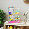 PawHut 5 Tiers Hamster Cage Portable Animal Travel Carrier Habitat with Exercise Wheels Play Tube Water Bottle Dishes House Ladder for Gerbils, Pink