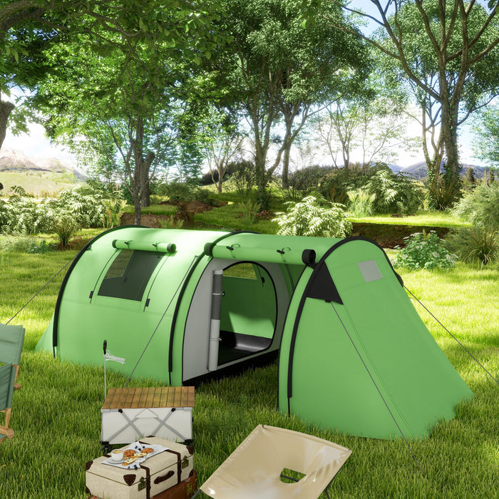Outsunny 3-4 Person Camping Tent with 2 Rooms, Waterproof Family Tent