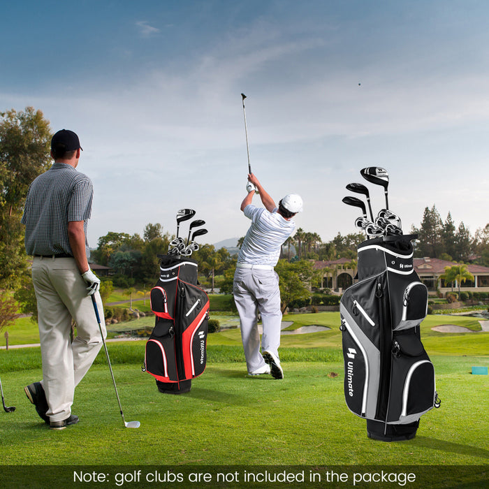 Costway Lightweight Golf Cart Bag With 14 Way Top Dividers 9 Pockets Rain Hood Cooler Bag