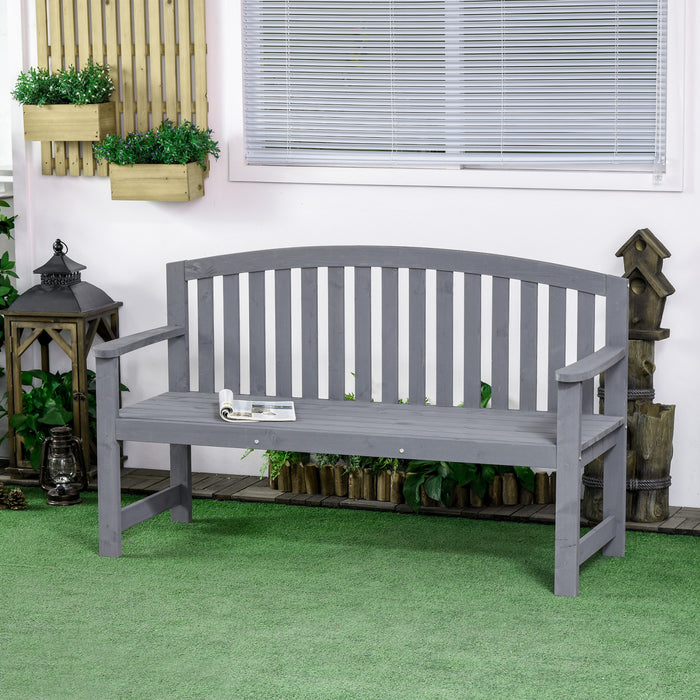 Outsunny 2 Seater Garden Bench With Slatted Design For Park Yard Outdoor