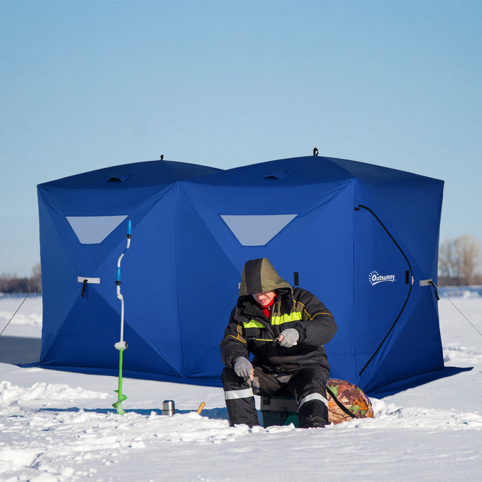 Outsunny 5-8 Person Pop-up Ice Fishing Shelter Tent, Blue
