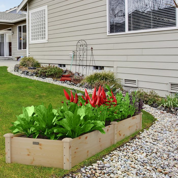 Costway Wooden Raised Garden Bed Outdoor Wood Planter Box For Vegetables Flowers Fruit