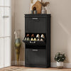 HOMCOM Narrow Shoe Cabinet with Flip Drawers Adjustable Shelf, Black