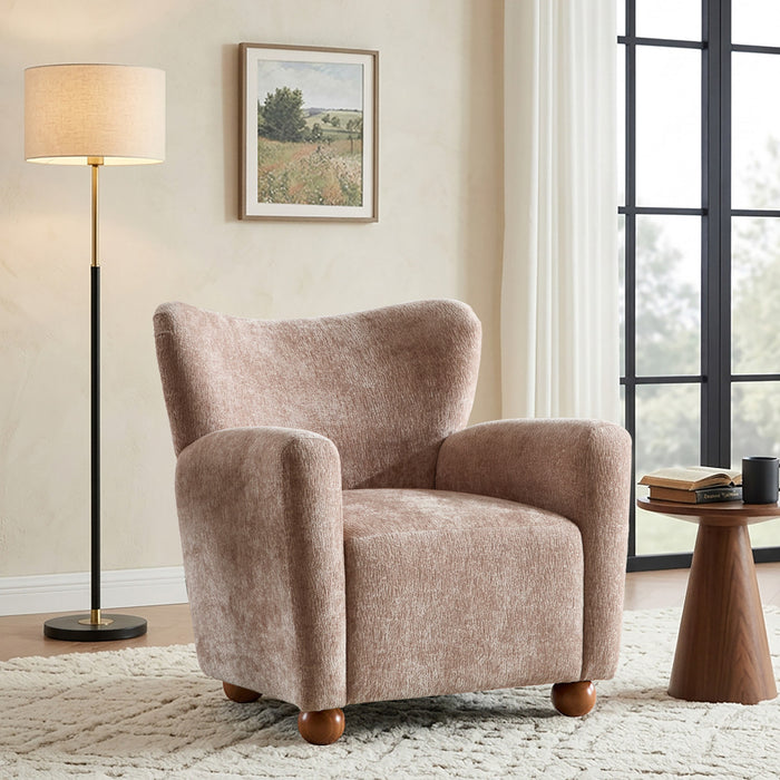 Wingate Cozy Wingback Armchair with Premium Fabric and Solid Wood Legs, Beige Brown