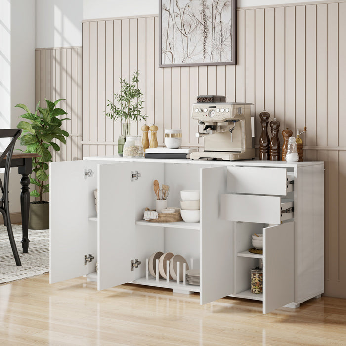 HOMCOM Kitchen Sideboard with Push-Open Drawers and Storage Cabinets