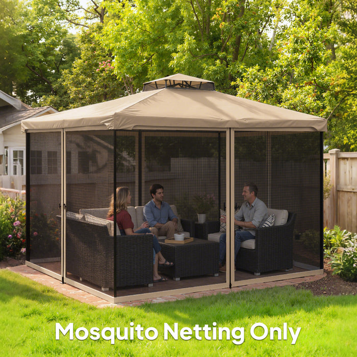 Outsunny 12' x 12' Gazebo Replacement Mosquito Netting Screen Walls, Beige