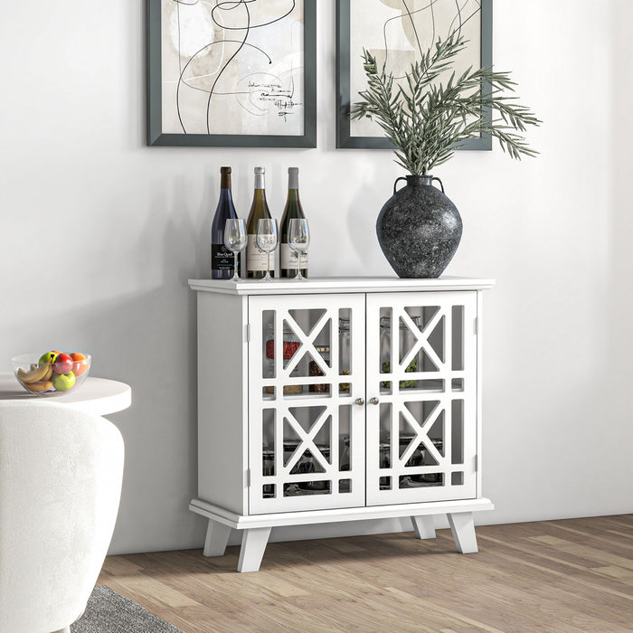 HOMCOM Storage Cabinet with Fretwork Doors Shelf Modern Sideboard Buffet