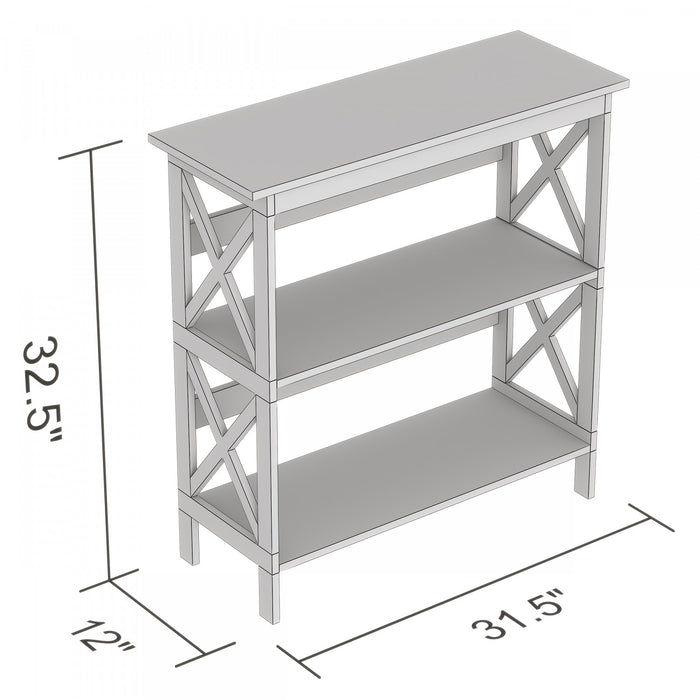 32” Console Table With 2 Storage Shelves - Light Grey