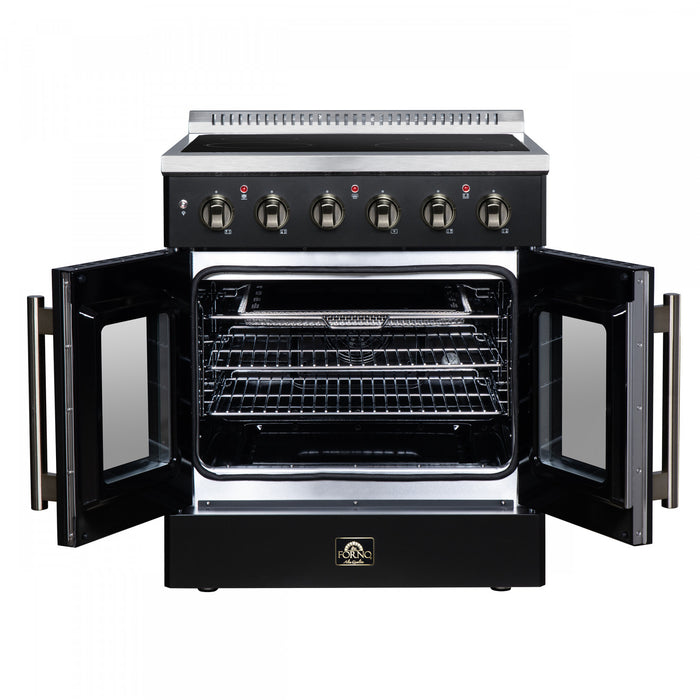 Galiano 30 Inch French Door Electric Range, 4 radiant burners, 4.32 cu.ft., Black - FFSEL6917-30BLK