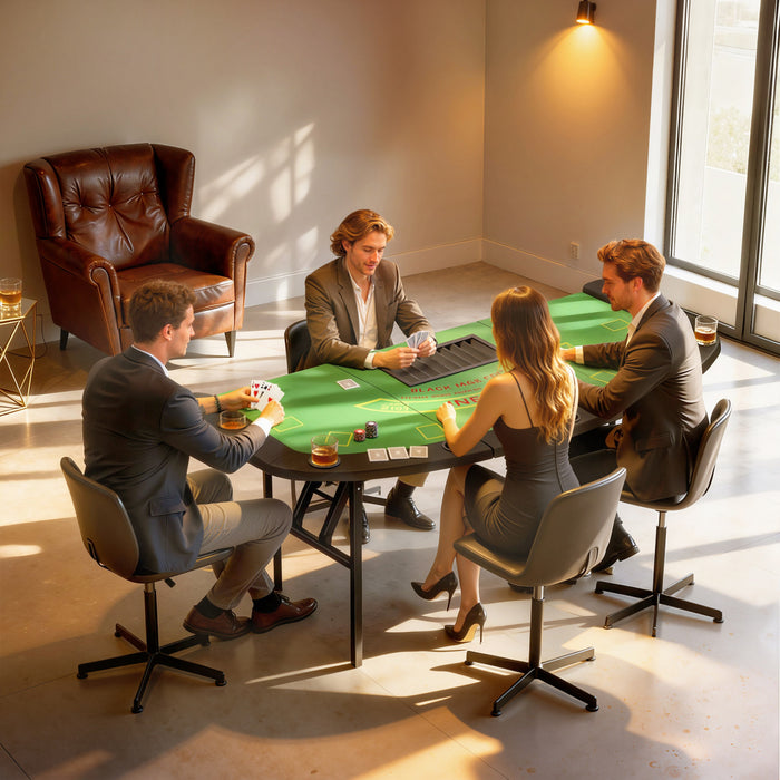 Soozier 72\" Folding Poker Table, Portable 8 Player Blackjack Table, Green