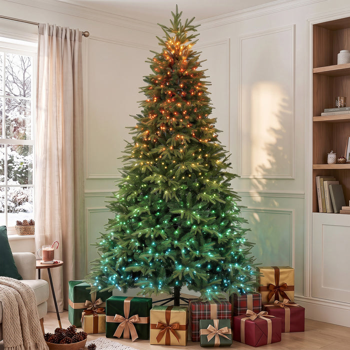 HOMCOM 9ft Christmas Tree with Synchronized LED, DIY, Frasier Grande Fir