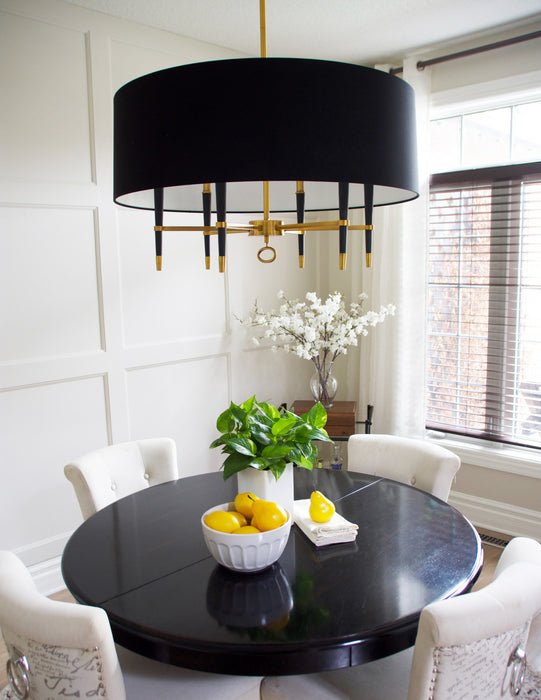 Dainolite Langford 6 Light Chandelier Vintage Bronze Black Shade Lamp