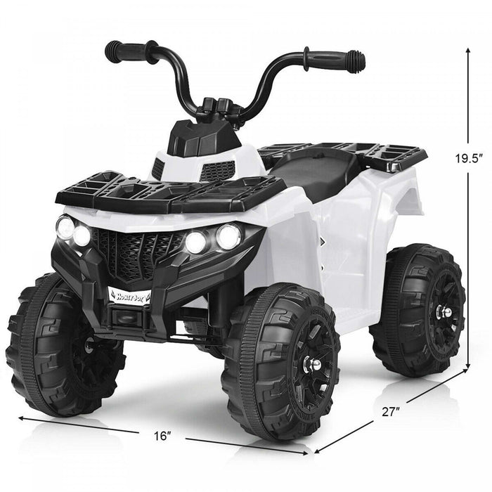6v Battery Powered Kids Ride On Atv 4-wheeler Quad W/ Mp3 & Led Headlight White