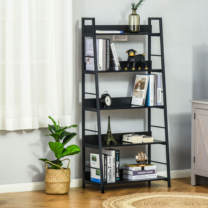 HOMCOM Modern 5-Tier Bookshelf Storage with Metal Frame Wooden Bookcase