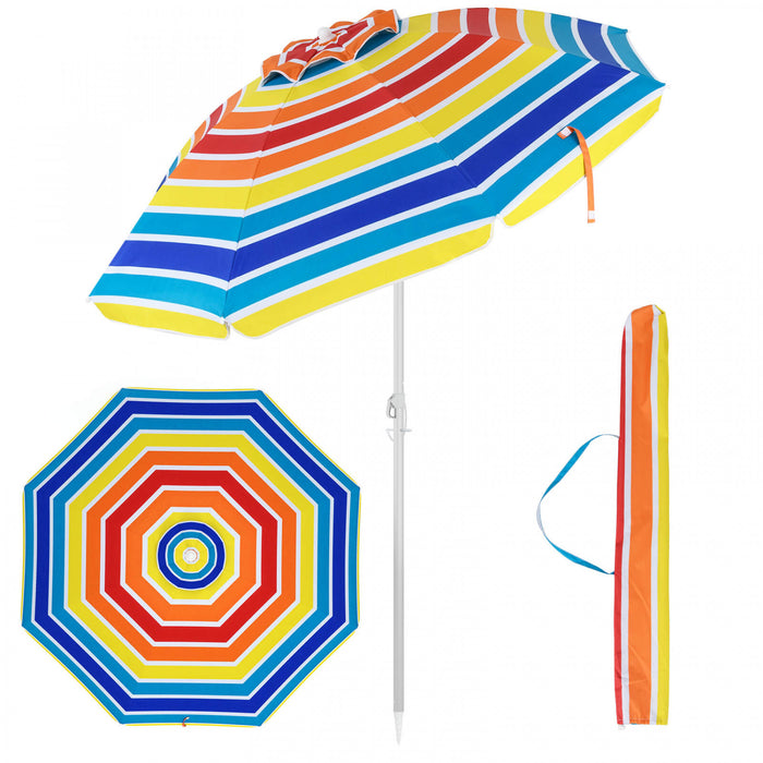 Costway 6.5 FT Patio Beach Umbrella Sun Shade Tilt Aluminum Sports Portable Carry Bag