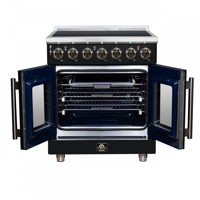 Forno Massimo 30 Inch French Door Electric range, 5 radiant burners, 4.32 cu.ft., Black - FFSEL6955-30BLK Electric Range