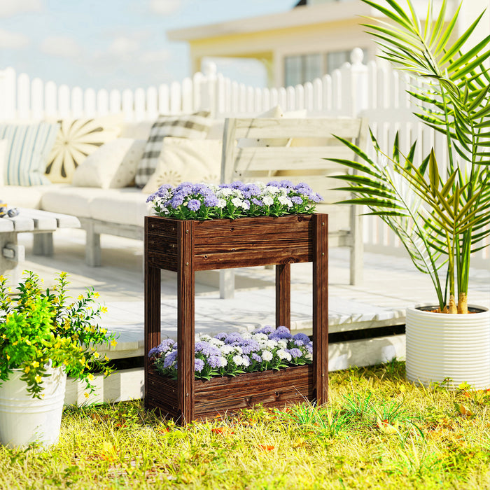 Outsunny 3-Tier Wooden Raised Garden Bed with Legs, 23.6\" x 9.8\" x 47.2\"