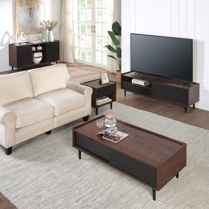 Duane Mid-Century Modern 4-Piece Living Room Set in Black