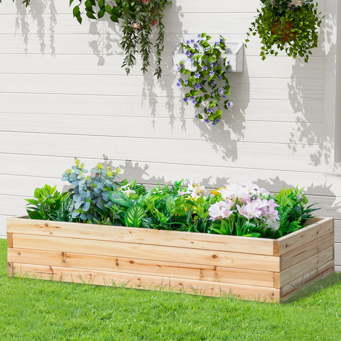 Outsunny 47\" X 24\" X 9\" Raised Garden Bed, Outdoor Wooden Planter Box For Growing Vegetables, Flowers, Fruits, Herbs, And Succulents, Easy Assembly
