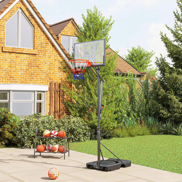 Soozier 4.4-10ft Portable Basketball Hoop with Wheels and 44.5\" Backboard