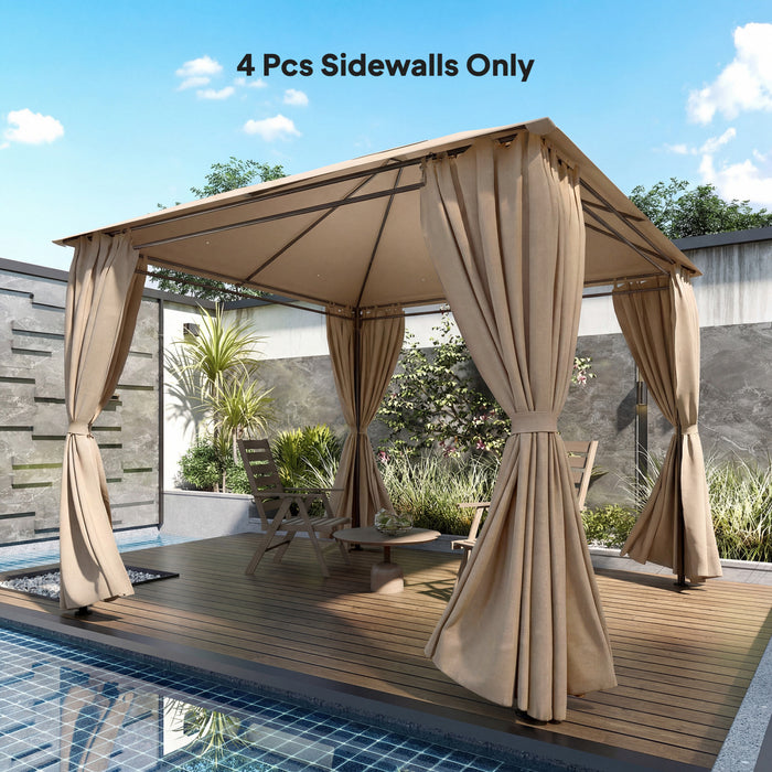 Outsunny 10' x 10' Universal Gazebo Curtains, 4 Panels, Khaki