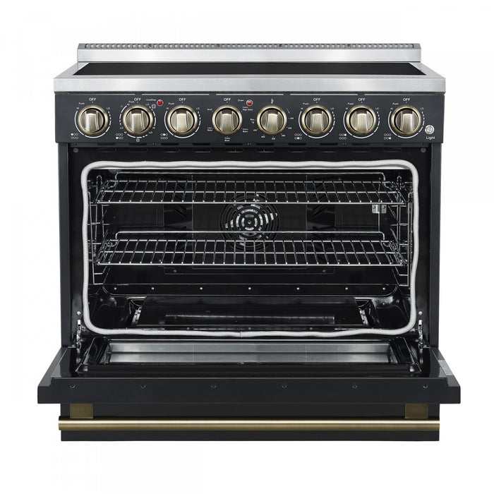 Forno Paolo 36 Inch Black Freestanding Electric Range, Black, 5.44 cu.ft., True Convection - FFSEL6011-36BLK