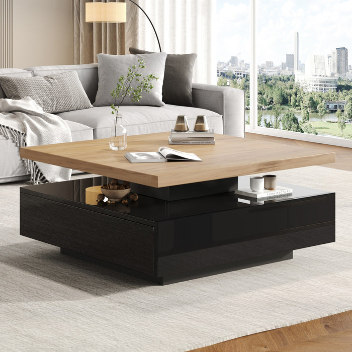 Liam Rotating Coffee Table with 360° Swivel Top,Black