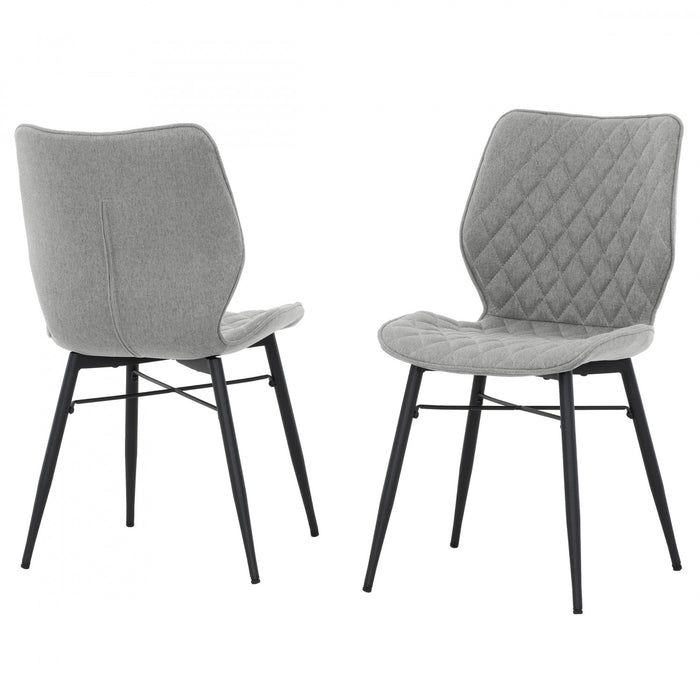 Rourke Taupe Diamond-Quilted Armless Accent Chair with Black Metal Legs (Set of 2)