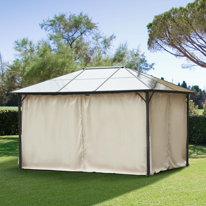 Outsunny Replacement Gazebo Curtains With Zipper, 4-panel Universal Gazebo Privacy Sidewall For Most 10' X 13' Gazebo Canopy Pavillion, Hooks/c-rings Included, Beige