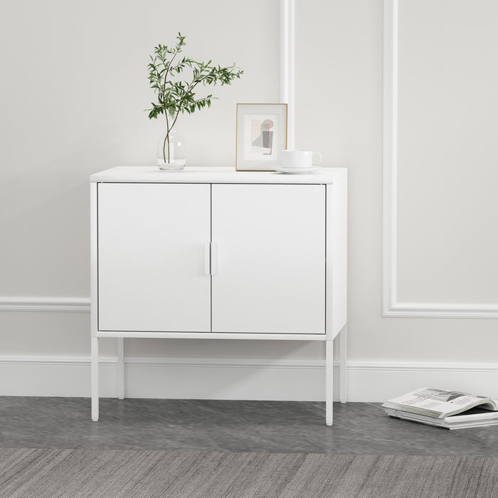 Ava Modern 24\" Metal Accent Cabinet in White
