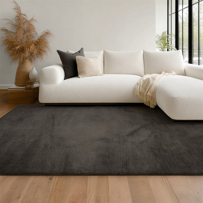 Argo Plush & Shags Charcoal Washable Rug 8'0\" x 10'0\" Indoor Area Rug