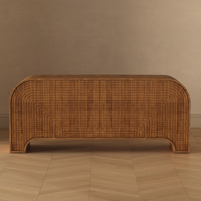 Tressa Contemporary Modern 72\" Solid Wood Sideboard in Walnut (4-Door)