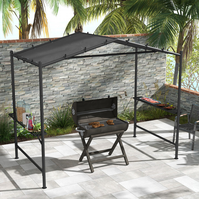 Outsunny 9' X 5' Bbq Grill Gazebo Tent, Garden Grill Canopy, Dark Grey