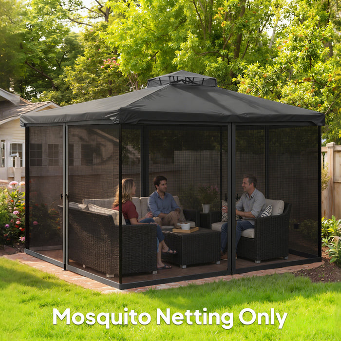 Outsunny 12' x 12' Gazebo Replacement Mosquito Netting Screen Walls, Black