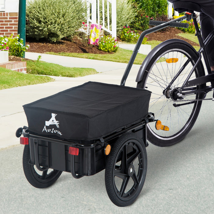 Aosom Multi-functional Bicycle Cargo Trailer Steel Large Bike Luggage Cart Carrier Black