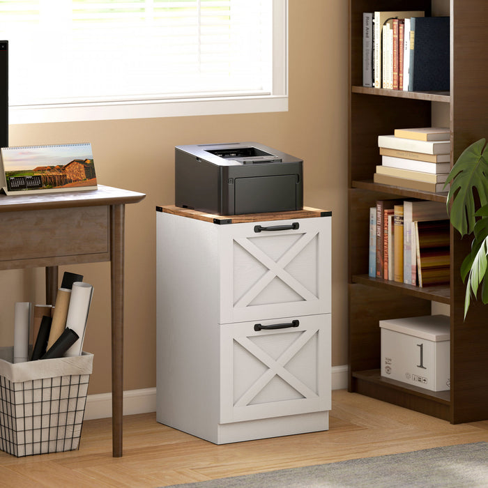 HOMCOM 2 Drawer File Cabinet, Filing Cabinet Fits Letter/A4 Size, White