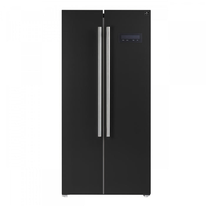 Forno Salerno 33-inch Side-by-Side Black Refrigerator, 15.6 cu.ft. - FFRBI1805-33BLK