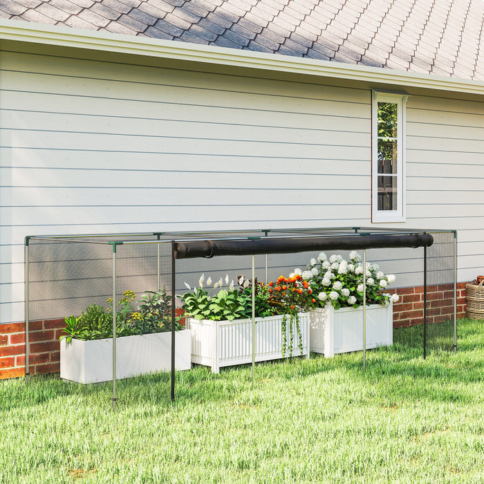 Outsunny 12' x 4' Plant Protection Tent Crop Cage with Door, Black