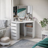 HOMCOM Corner Vanity Table, Makeup Desk with 3-piece Mirror and 5 Drawers
