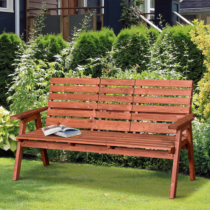 Outsunny 3-seater Outdoor Bench With Convertible Middle Table Orange