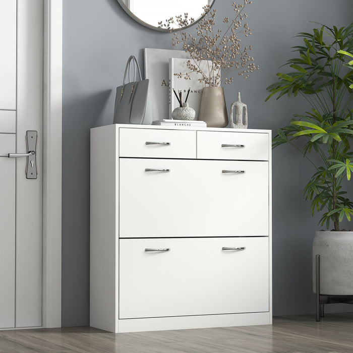 HOMCOM Entryway Shoe Cabinet with 2 Flip Drawers for 12 Pairs of Shoes