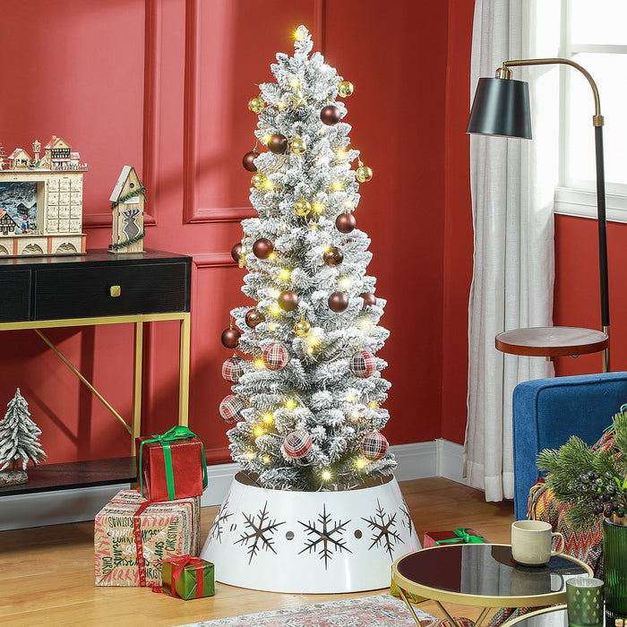 Homcom 5 Foot Snow Flocked Artificial Pencil Christmas Tree With Lights