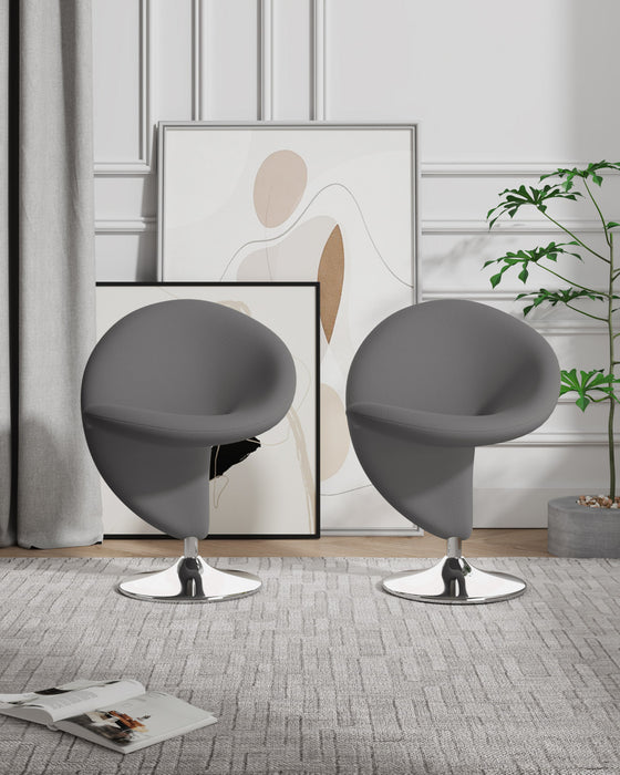 Curl Modern Wool Blend Swivel Lounge Chair in Gray - Set of 2