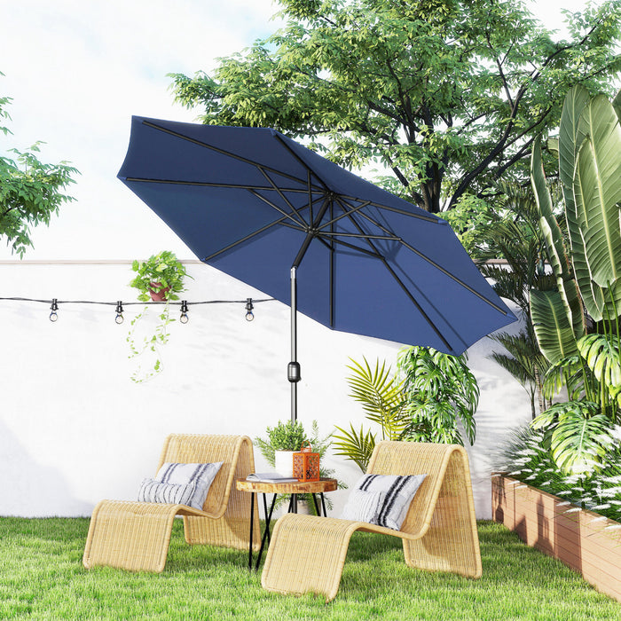 Outsunny 10' X 8' Round Market Umbrella, Patio Umbrella, Blue