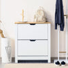 HOMCOM Narrow Shoe Cabinet for Entryway w/ 2 Flip Drawers Adjustable Shelf