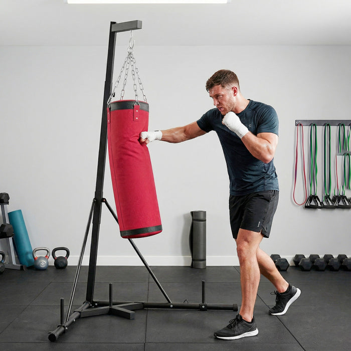 Soozier 72.8\"-90.9\" Adjustable Punching Bag Stand with Sandbag, Red