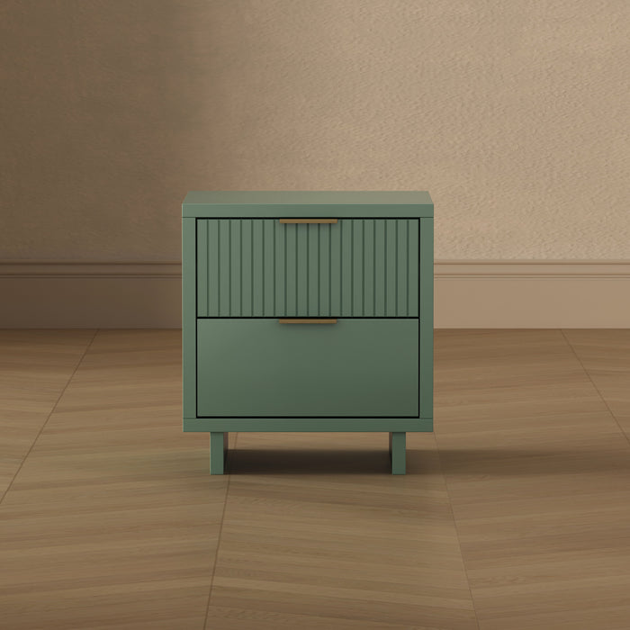 Elara Contemporary 18\" Solid Wood Nightstand in Sage Green (2-Drawer)