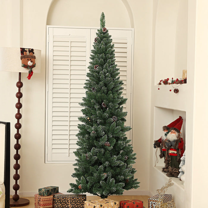 HOMCOM 6ft Artificial Pencil Christmas Tree w/ 618 Branches and Metal Base
