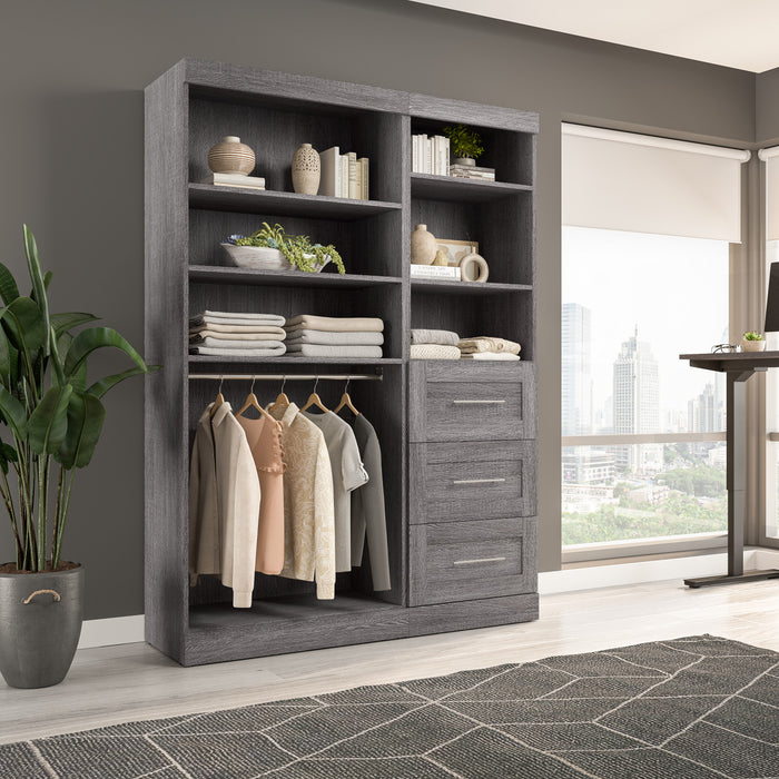 Bestar Pur 61 W Closet Organizer System - Bark Grey