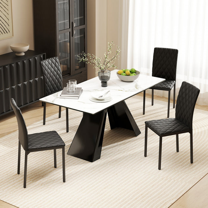 HOMCOM Dining Chairs Faux Leather Accent Chairs, Set of 4, Black